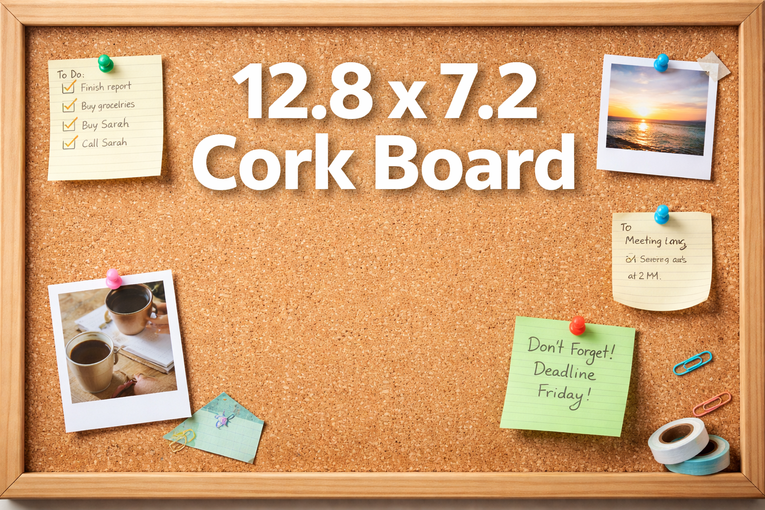 12.8 x 7.2 Cork Board